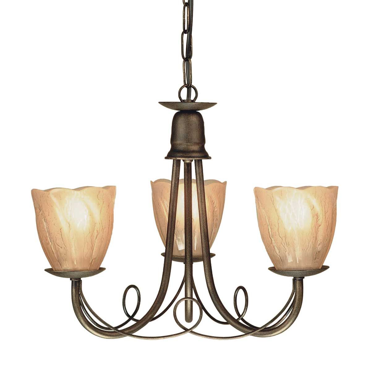 Minster 3 Light Chandelier - Black/Gold - Comet Lighting