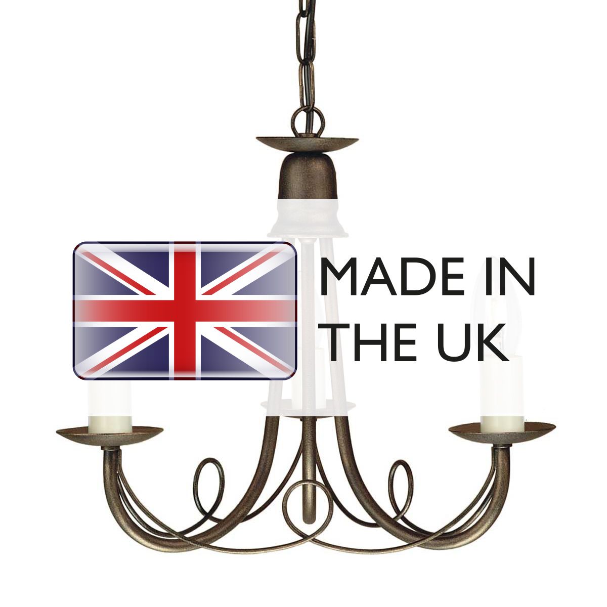 Minster 3 Light Chandelier - Black/Gold - Comet Lighting