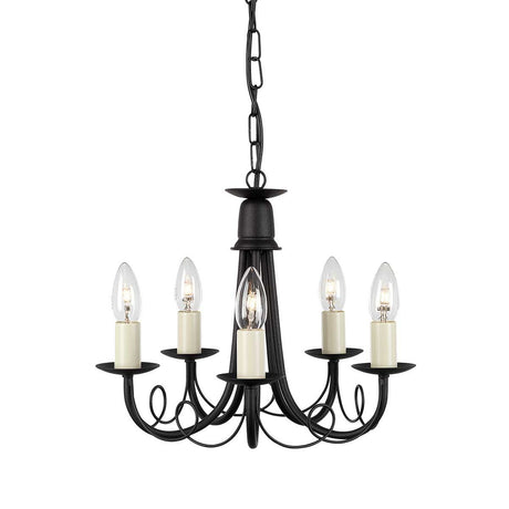 Minster 5 Light Chandelier - Black - Comet Lighting