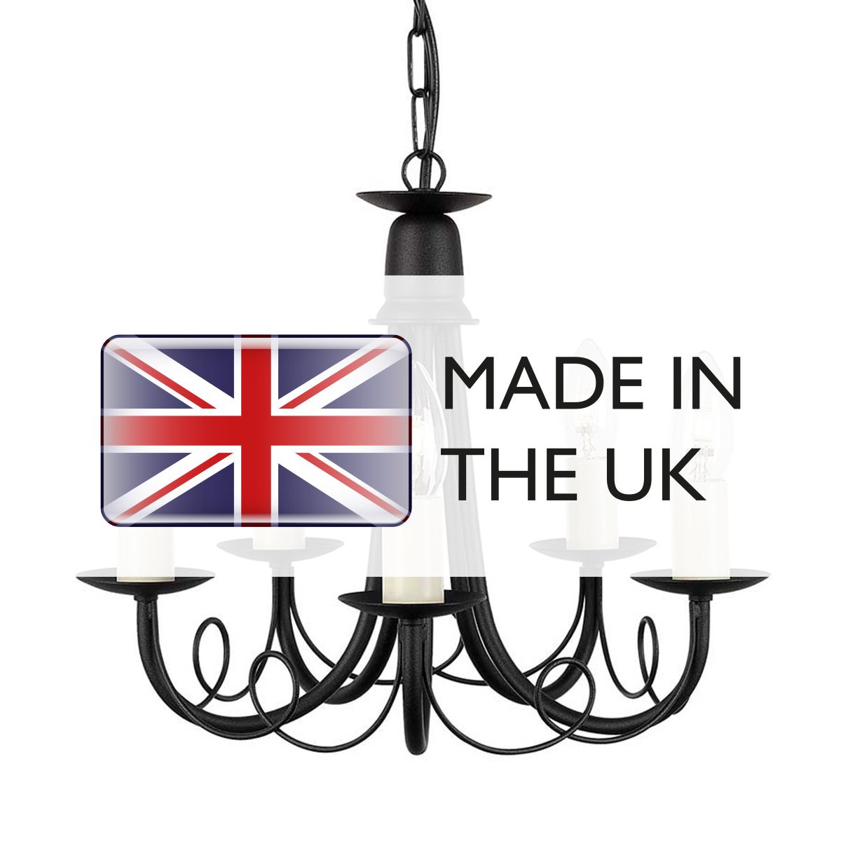 Minster 5 Light Chandelier - Black - Comet Lighting