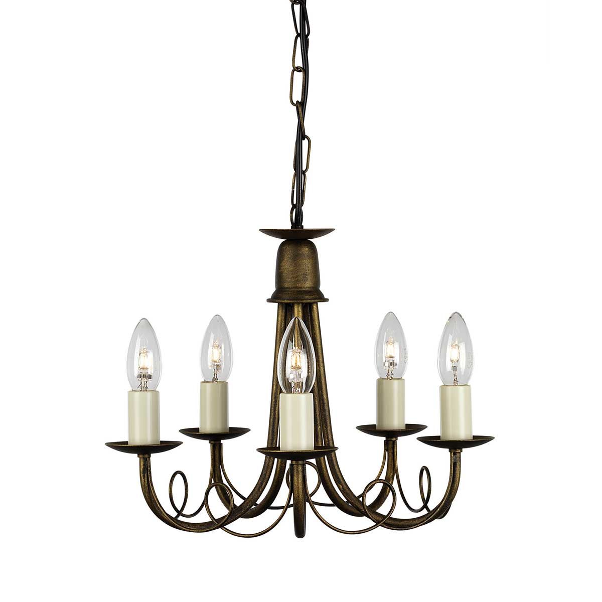 Minster 5 Light Chandelier - Black/Gold - Comet Lighting