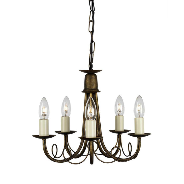 Minster 5 Light Chandelier - Black/Gold - Comet Lighting
