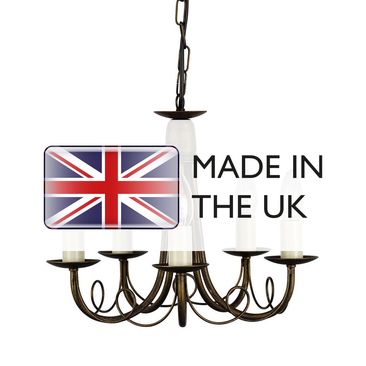 Minster 5 Light Chandelier - Black/Gold - Comet Lighting