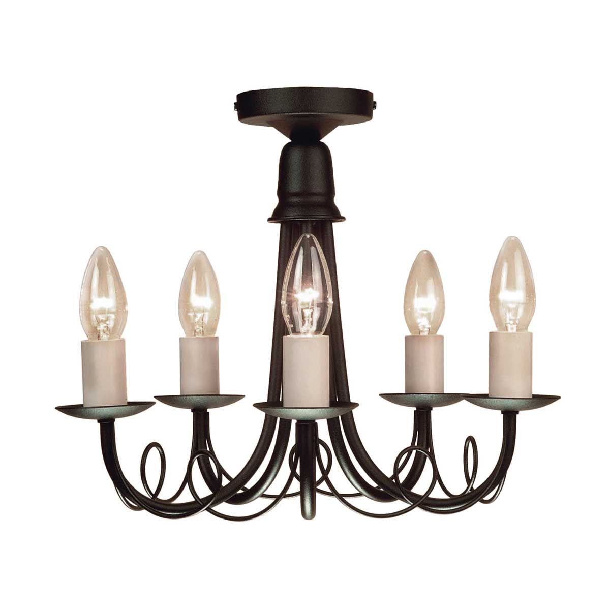 Minster 5 Light Chandelier - Black - Comet Lighting