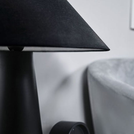 Galvani Matt Black Cone Shaped Table Lamp With Shade