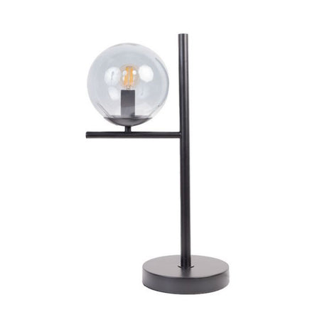 Clarke Matt Black Table Lamp With Smoked Glass Shade