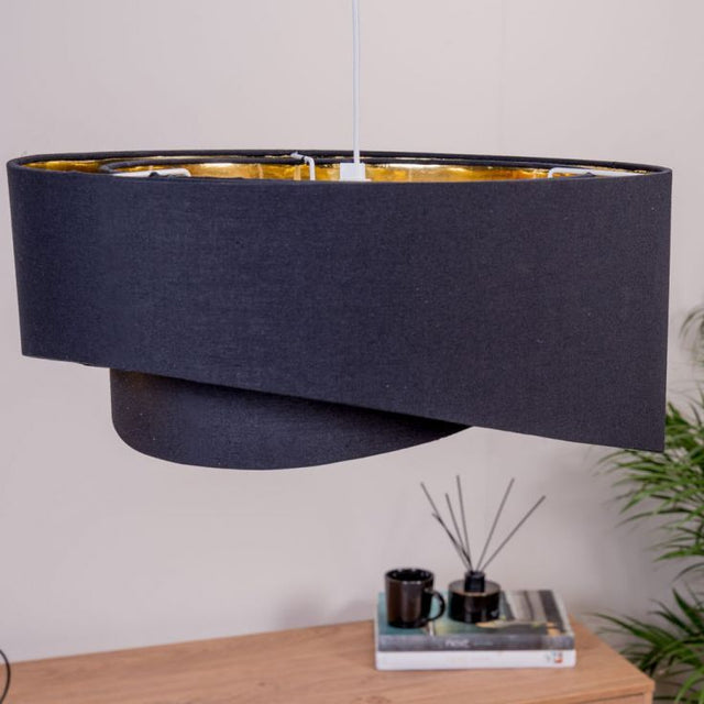 Trekan 2 Layer Black Easy Fit Pendant Shade With Gold Inner 