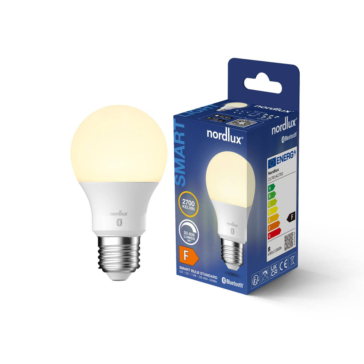 Smart E27 | A60 | 2700 Kelvin | 806 Lumen | Light Bulb | White - Comet Lighting
