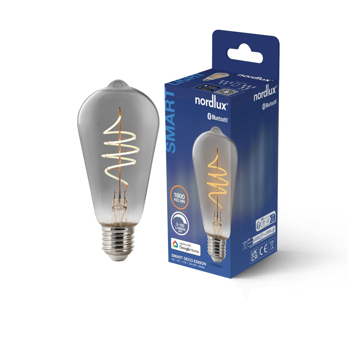 Smart E27 | ST64 | 1800 Kelvin | 100 Lumen | Light Bulb | Smoked - Comet Lighting