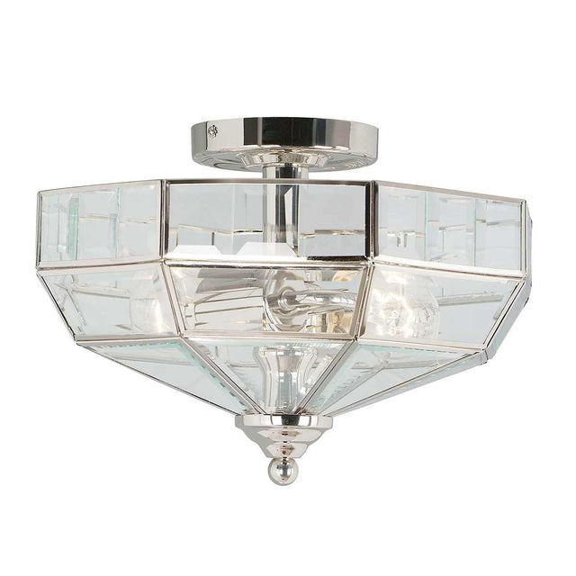 Old Park 2 Light Semi-Flush - Polished Nickel - Comet Lighting