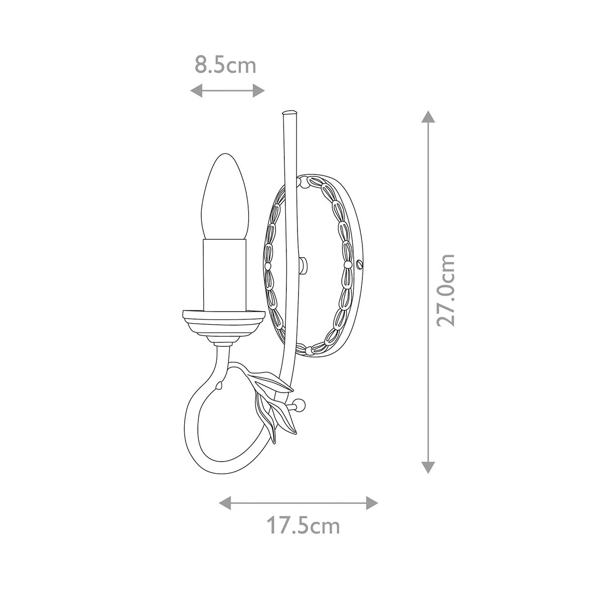 Olivia 1 Light Wall Light - Black/Gold - Comet Lighting