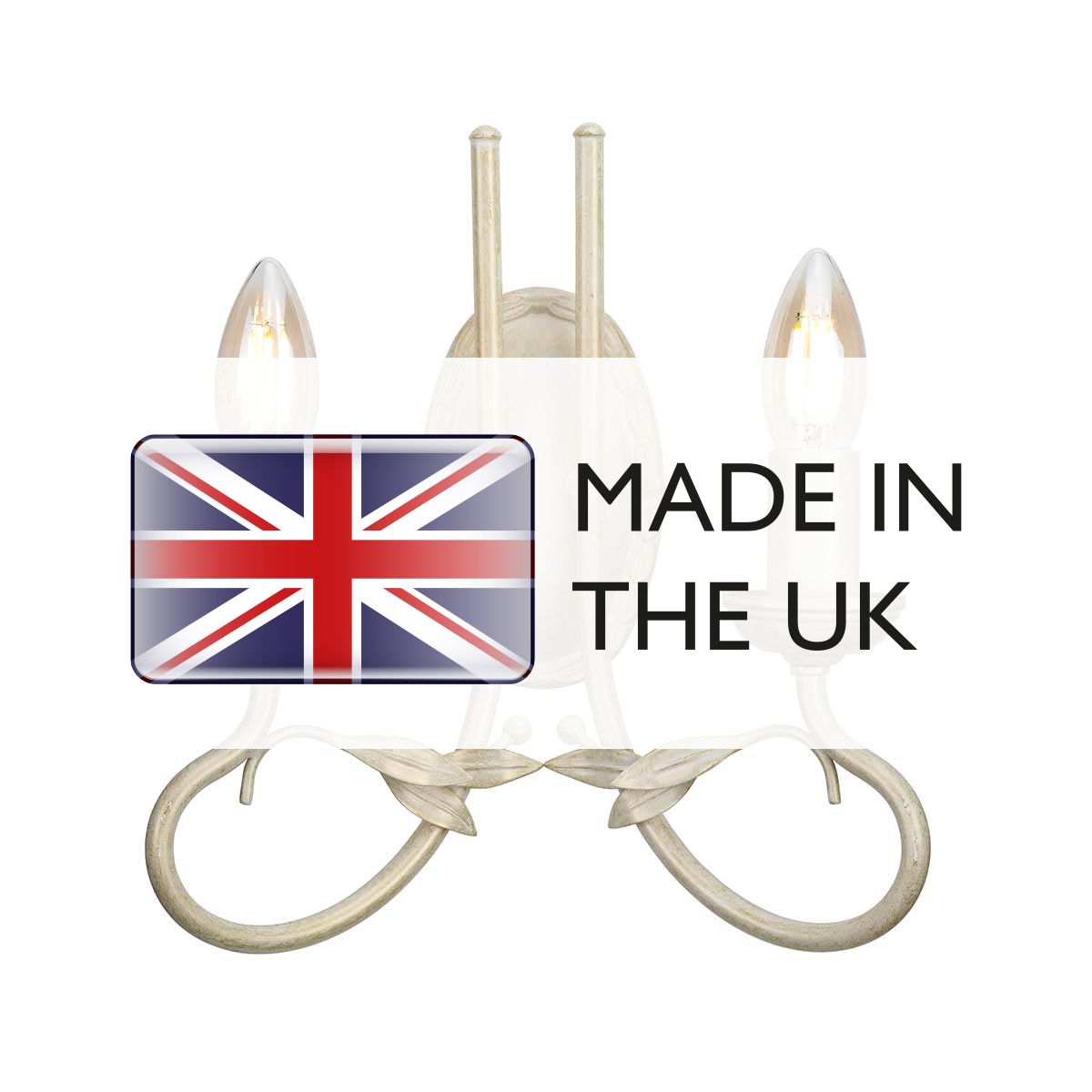 Olivia 2 Light Wall Light - Ivory/Gold - Comet Lighting