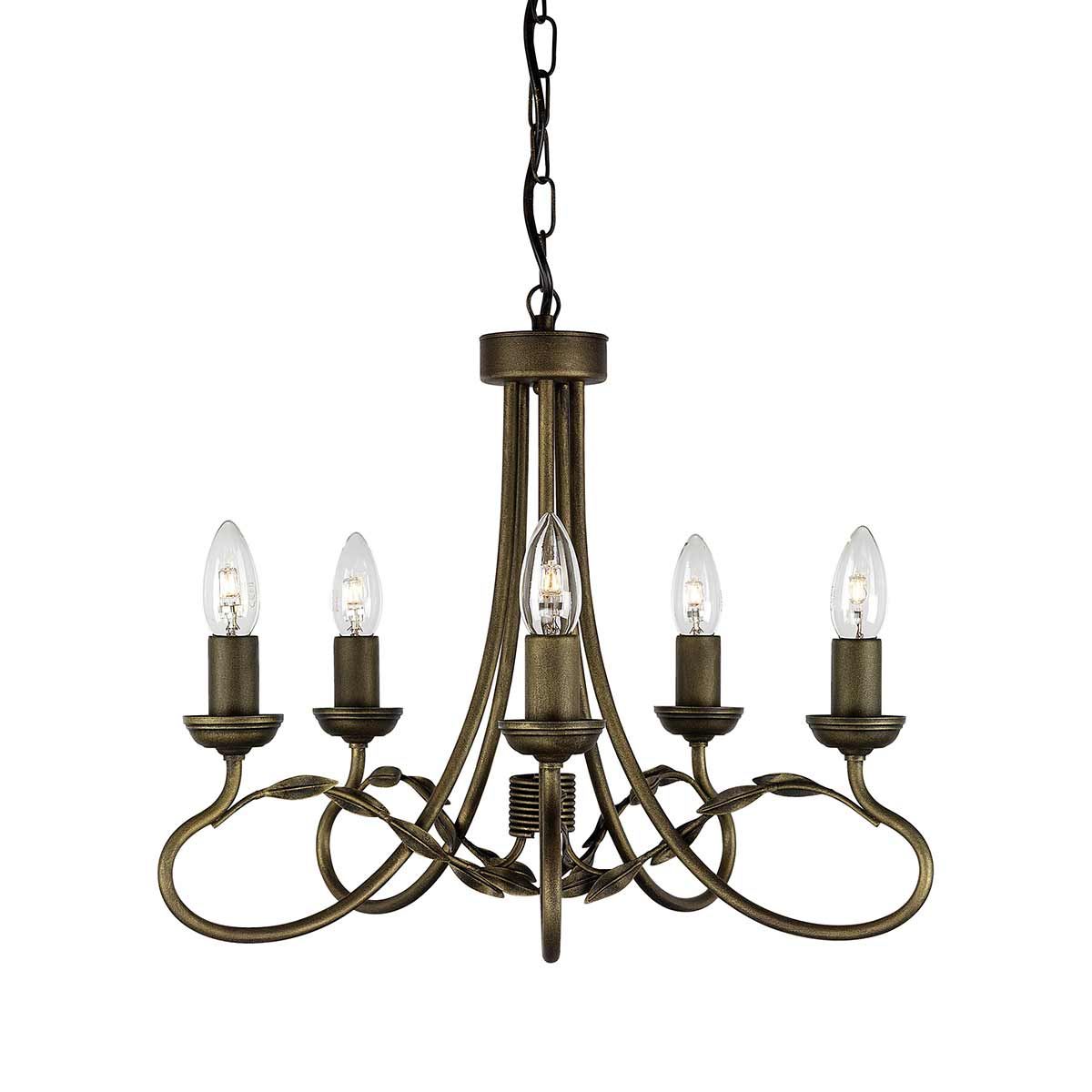 Olivia 5 Light Chandelier - Black/Gold - Comet Lighting