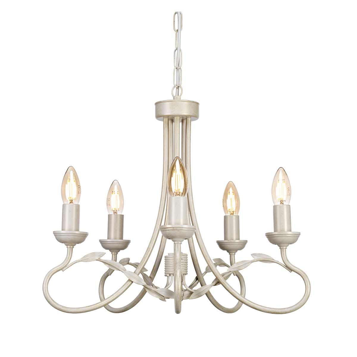 Olivia 5 Light Chandelier - Ivory/Gold - Comet Lighting