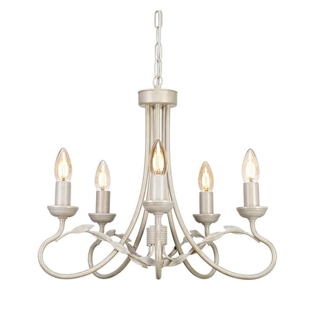 Olivia 5 Light Chandelier - Ivory/Gold - Comet Lighting