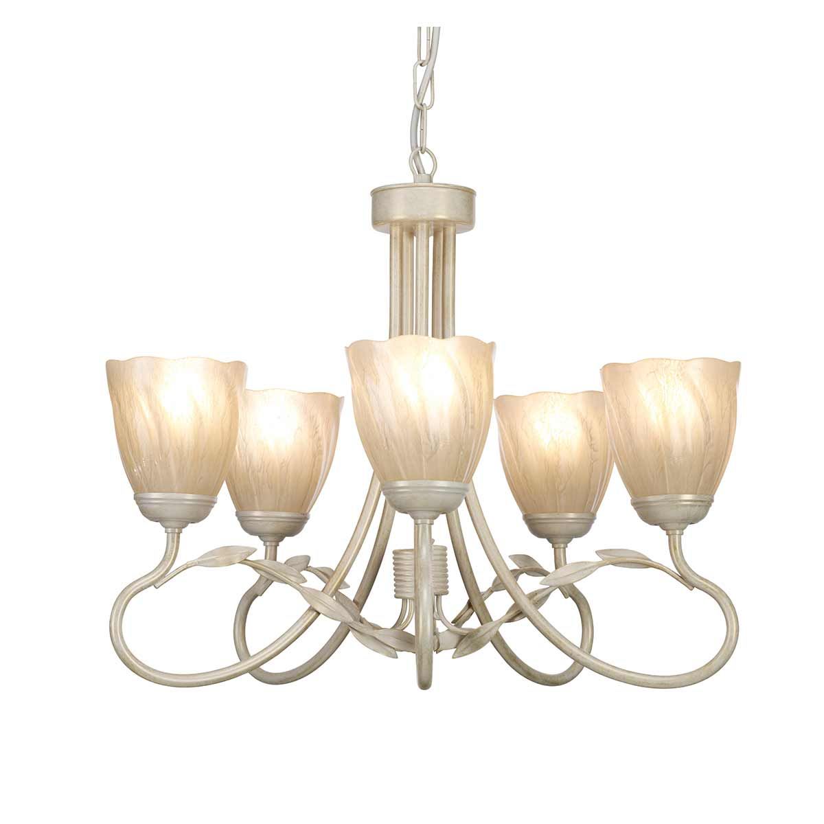 Olivia 5 Light Chandelier - Ivory/Gold - Comet Lighting