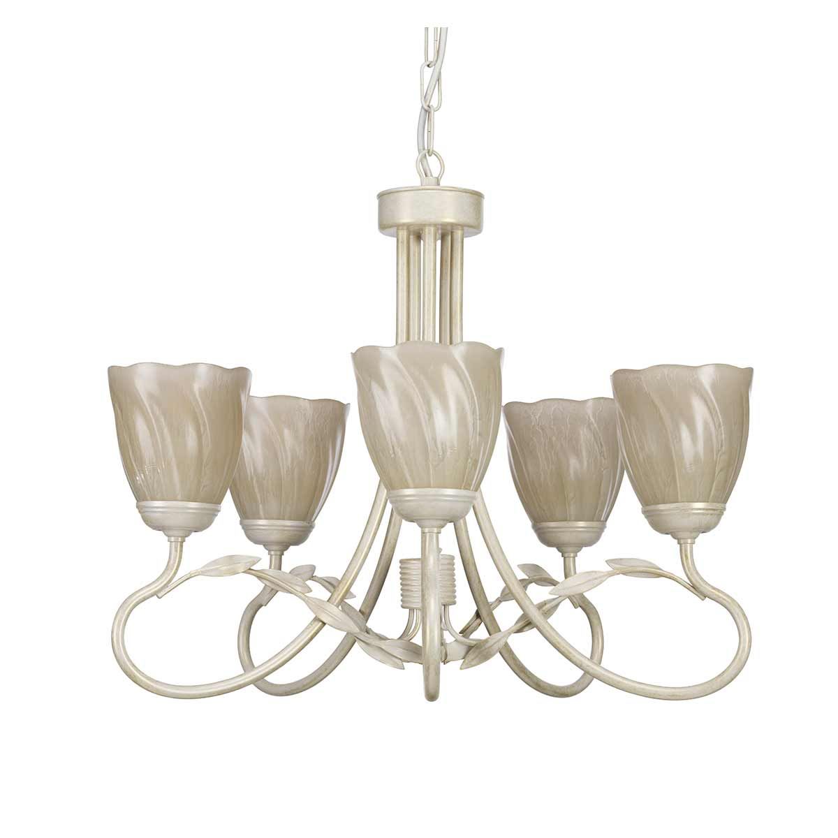 Olivia 5 Light Chandelier - Ivory/Gold - Comet Lighting