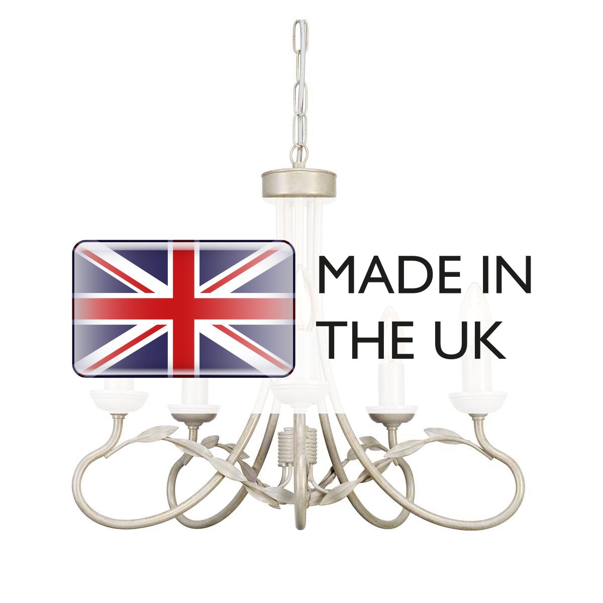 Olivia 5 Light Chandelier - Ivory/Gold - Comet Lighting