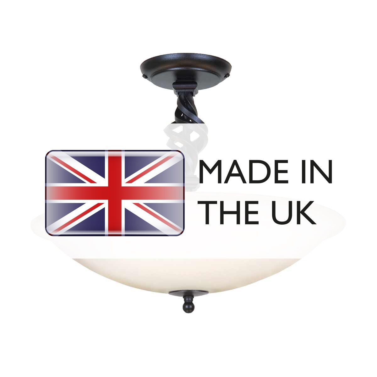 Pembroke 3 Light Semi-Flush - Black - Comet Lighting