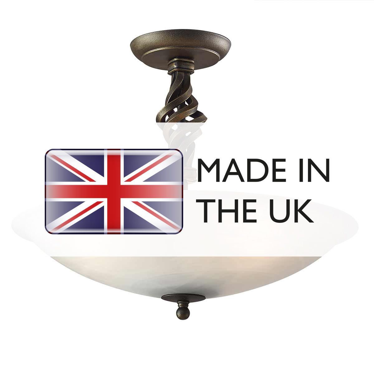 Pembroke 3 Light Semi-Flush - Black/Gold - Comet Lighting