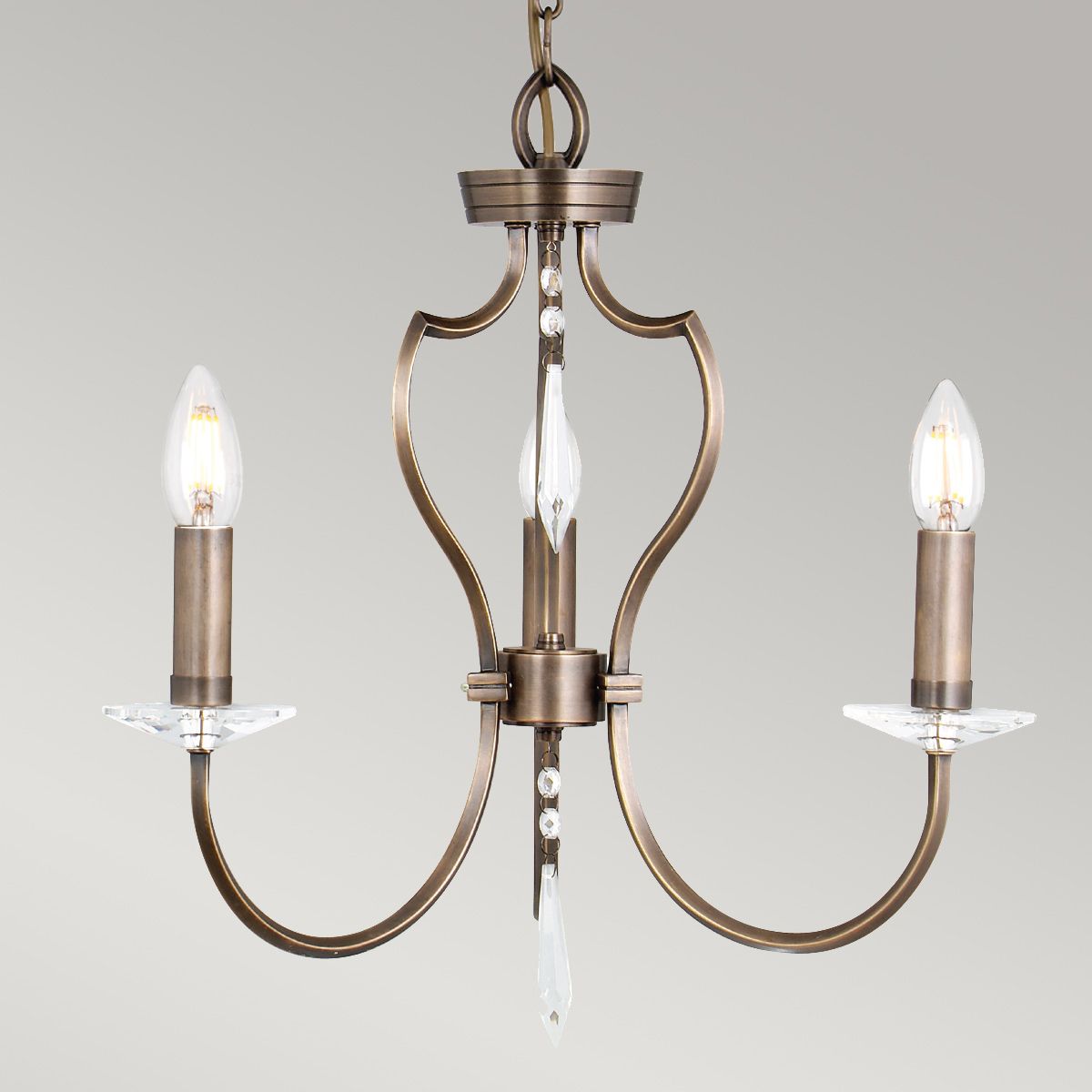 Pimlico 3 Light Chandelier - Dark Bronze - Comet Lighting