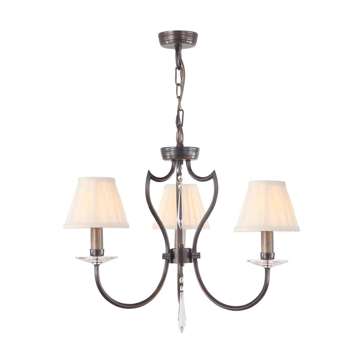 Pimlico 3 Light Chandelier - Dark Bronze - Comet Lighting