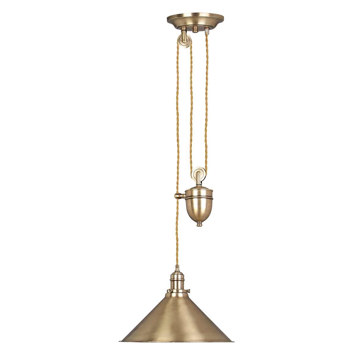 Provence 1-Light Rise and Fall Pendant Ceiling Light Aged Brass - Comet Lighting