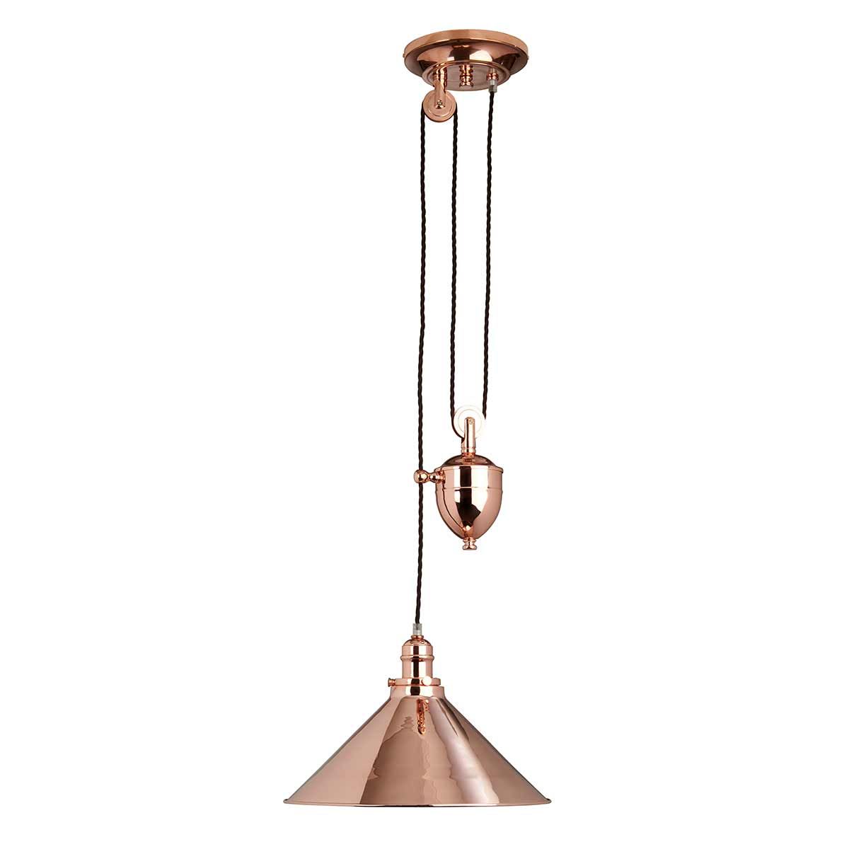 Provence 1-Light Rise and Fall Pendant Ceiling Light Polished Copper - Comet Lighting