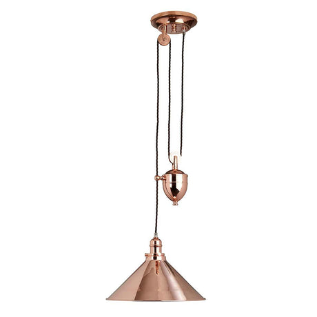 Provence 1-Light Rise and Fall Pendant Ceiling Light Polished Copper - Comet Lighting