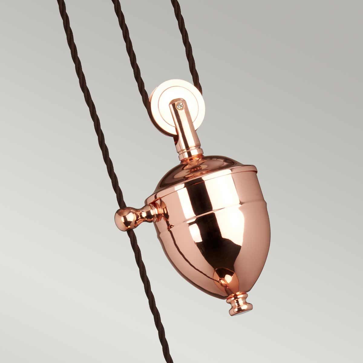 Provence 1-Light Rise and Fall Pendant Ceiling Light Polished Copper - Comet Lighting