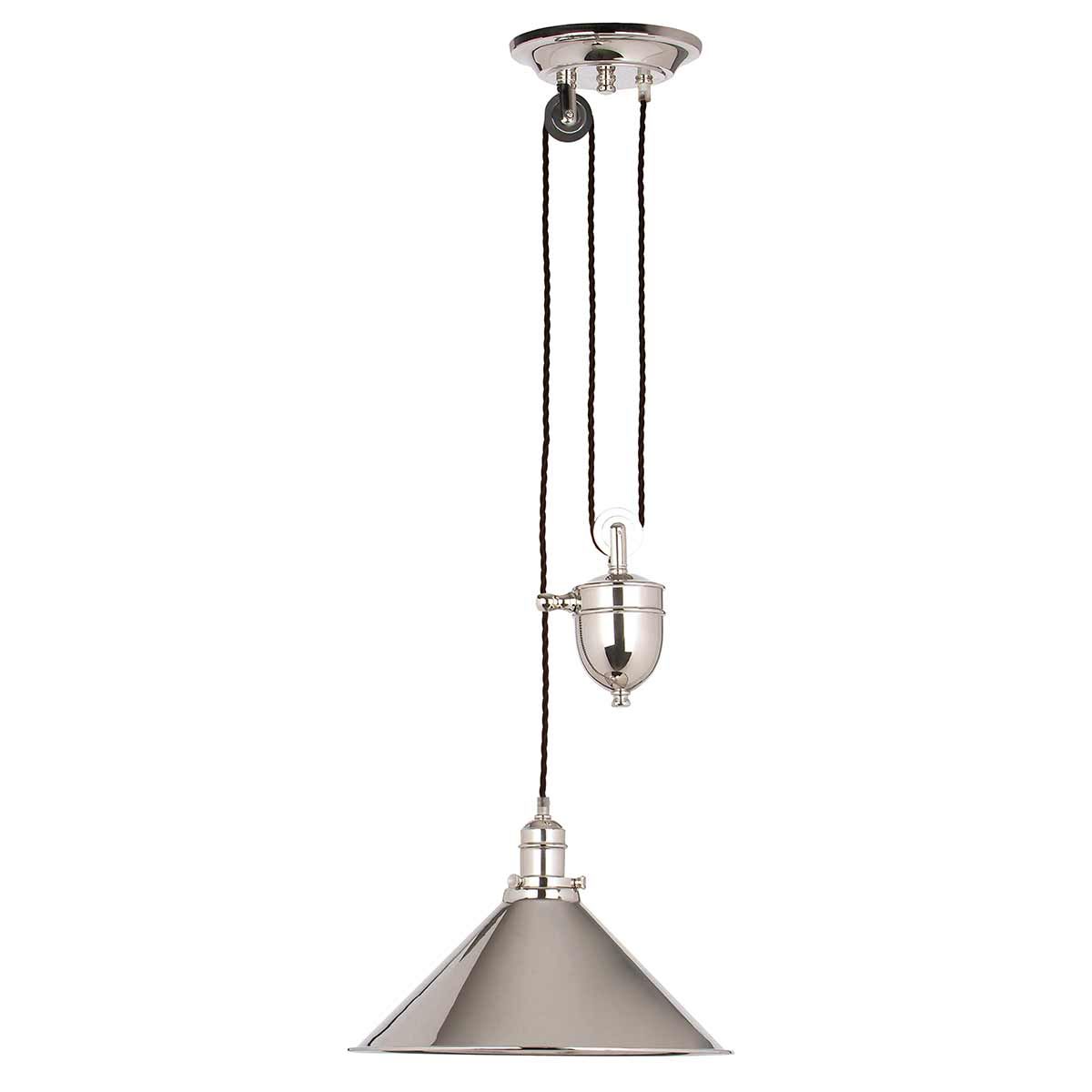 Provence 1 Light Rise and Fall Pendant - Polished Nickel - Comet Lighting