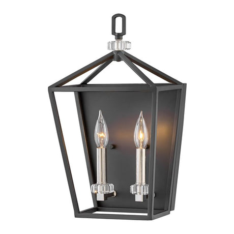 Quintiesse Stinson 2Lt Wall Light  - Black with Polished Nickel
