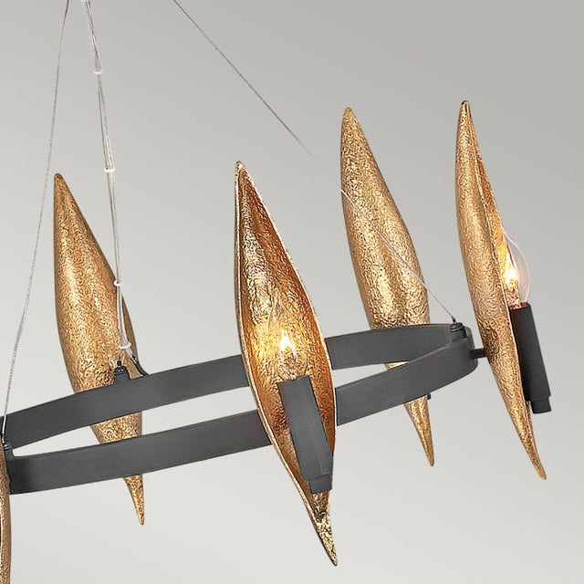 Quintiesse Willow 6Lt Chandelier   - Carbon Black with Deluxe Gold