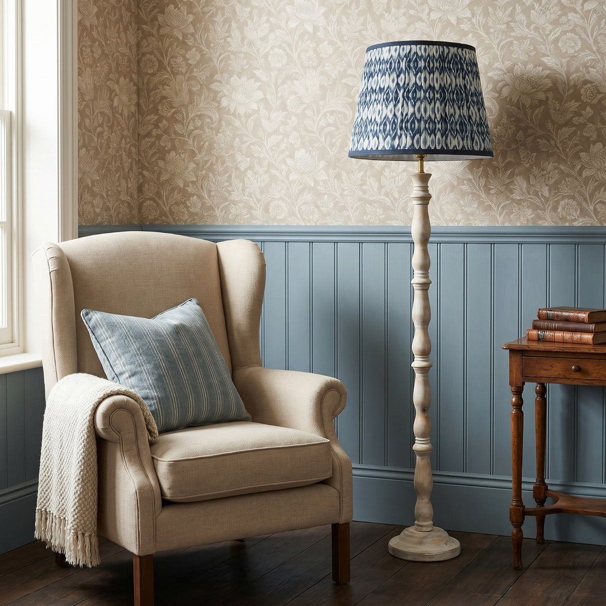 Blue & White Ikat Lampshade