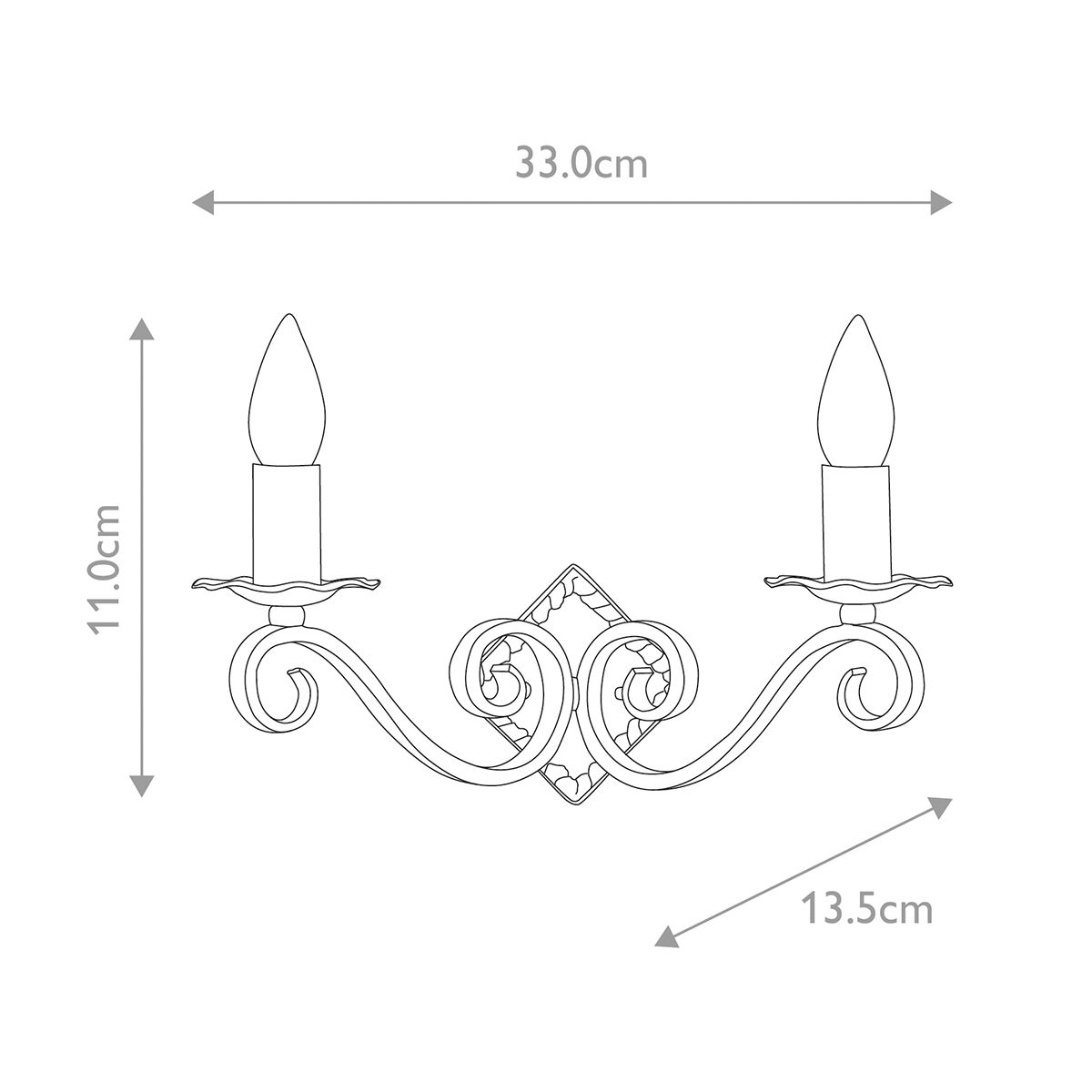 Rectory 2 Light Wall Light Style A - Comet Lighting