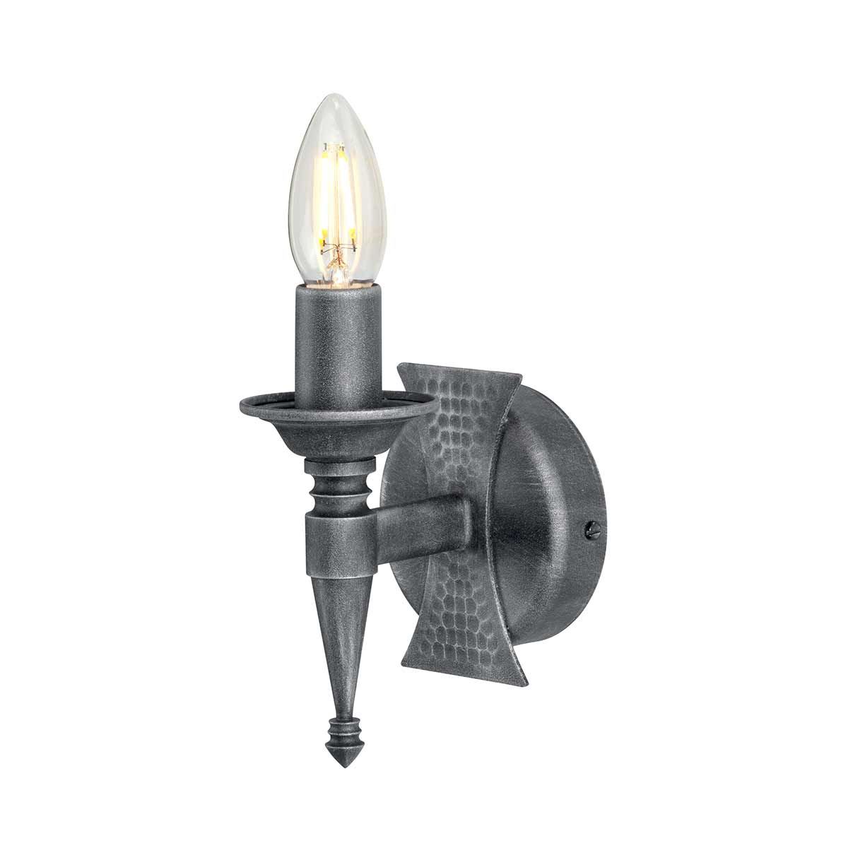 Saxon 1 Light Wall Light - Black/silver - Comet Lighting