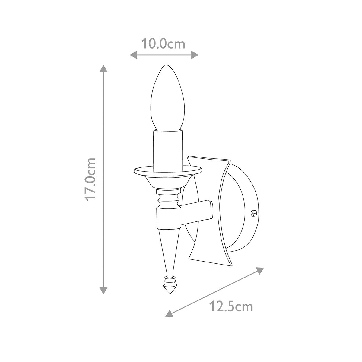 Saxon 1 Light Wall Light - Black/silver - Comet Lighting