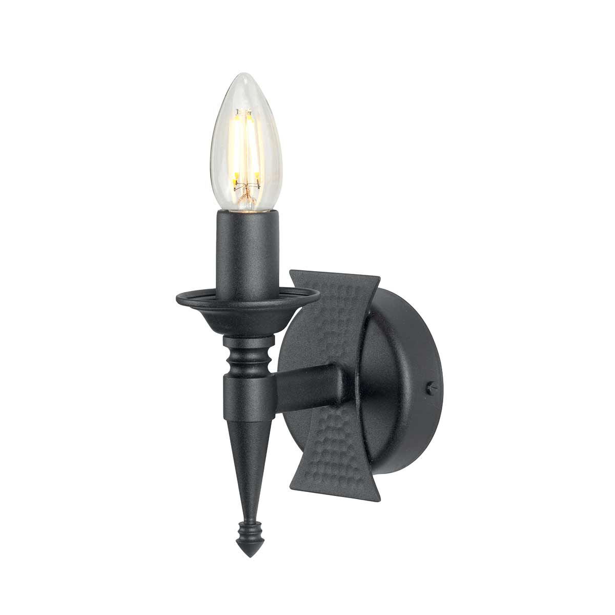 Saxon 1 Light Wall Light - Black - Comet Lighting