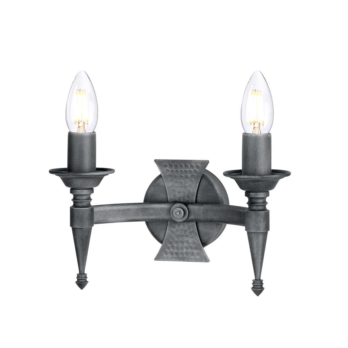 Saxon 2 Light Wall Light - Black/Silver - Comet Lighting