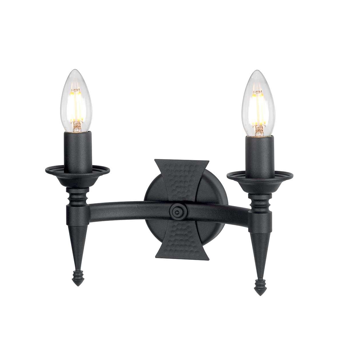 Saxon 2 Light Wall Light - Black - Comet Lighting
