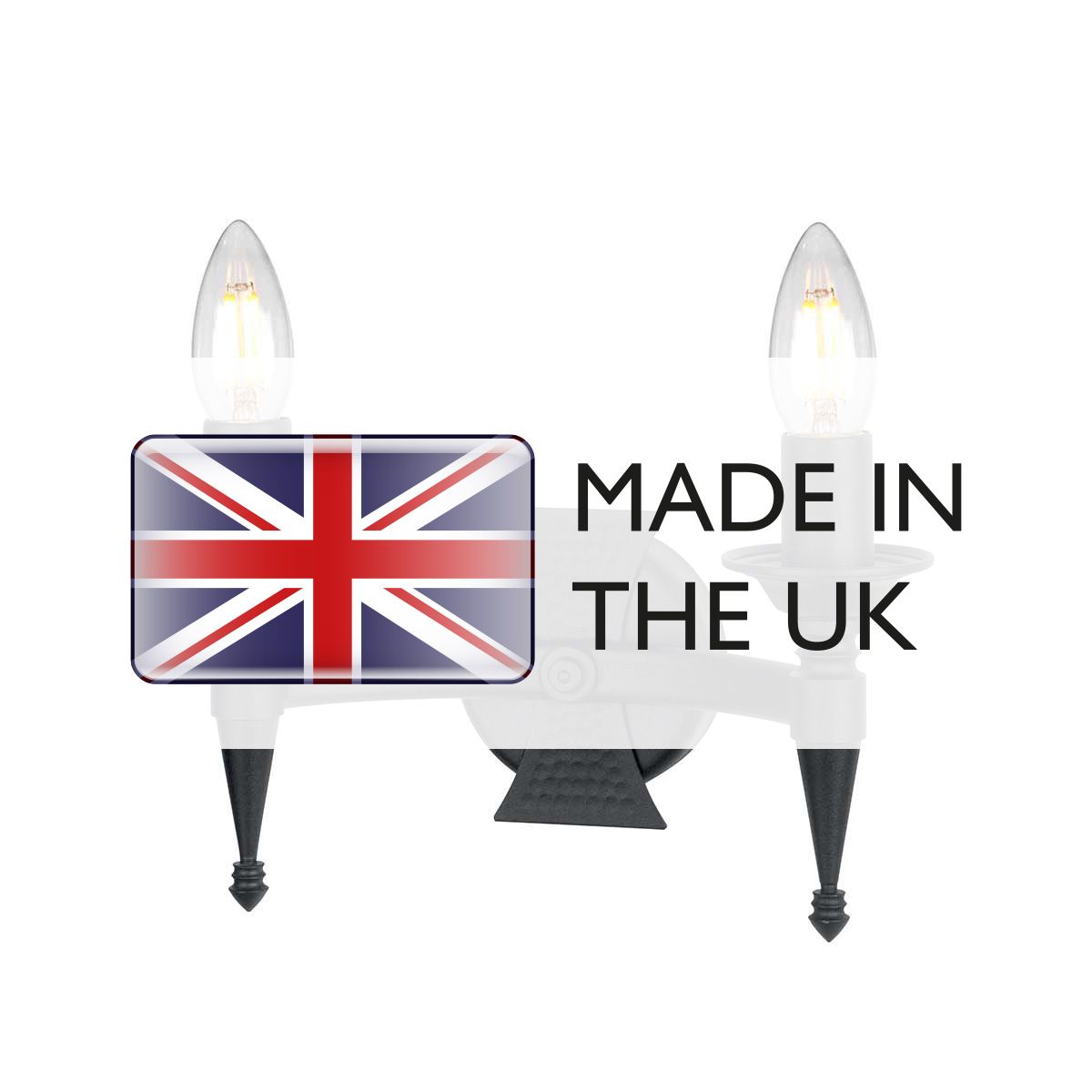 Saxon 2 Light Wall Light - Black - Comet Lighting