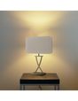 Searchlight Cross Antique Brass Table Lamp With Drum Shade - Comet Lighting