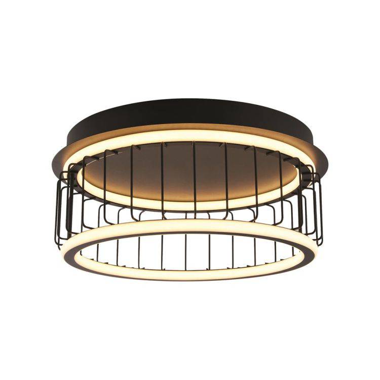 Circolo Cage LED Flush 40cm - Black Metal - Comet Lighting