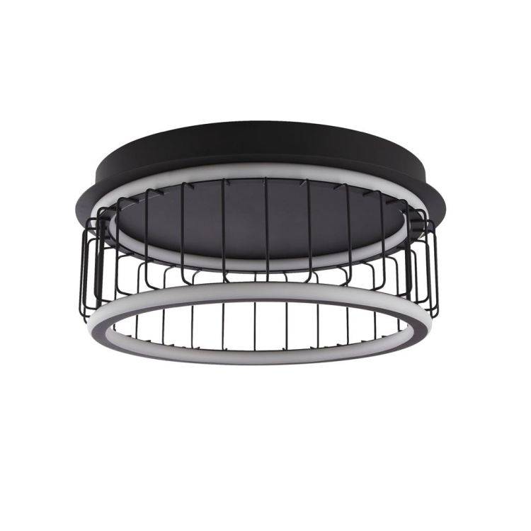 Circolo Cage LED Flush 40cm - Black Metal - Comet Lighting