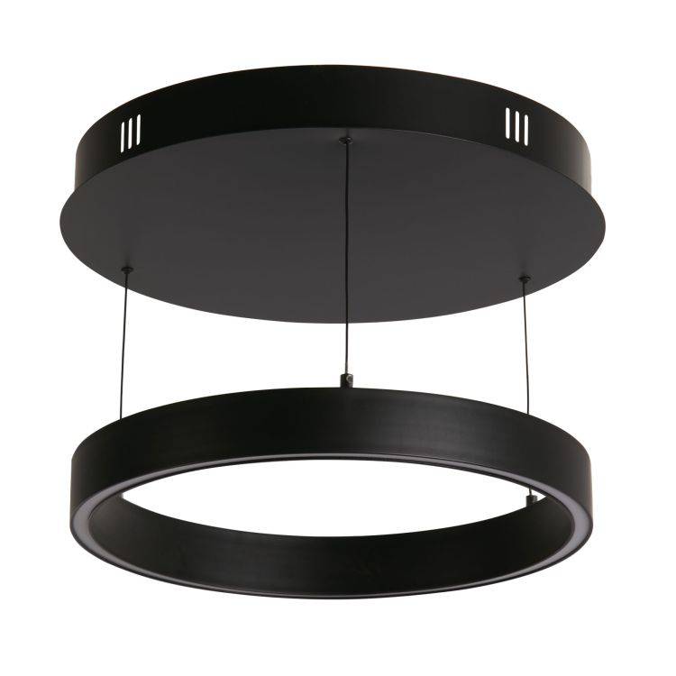 Layla Gesture Control Pendant - Black Metal & Opal Acrylic 440mm - Comet Lighting