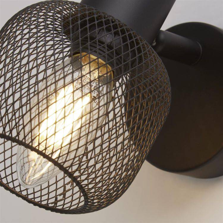 Meshy Cage Spotlight Wall Light - Black - Comet Lighting