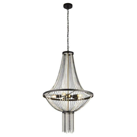 Searchlight Baguette 5Lt Ceiling Pendant - Black Metal & Satin Brass - Comet Lighting
