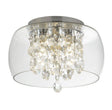 Searchlight Bathroom Clear Glass Shade 3Lt Flush| Crystal Drops - Comet Lighting