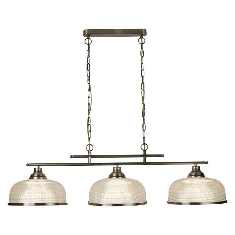 Searchlight Bistro II - 3 Light Ceiling Bar Brass Glass - Comet Lighting