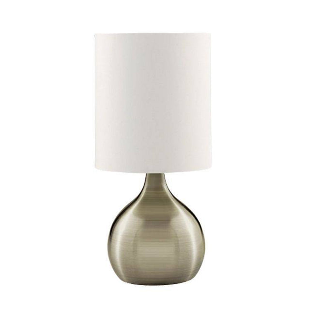 Searchlight Brass Touch Table Lamp White Shade - Comet Lighting